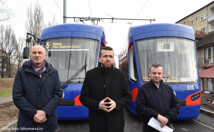 Prima linie de tramvai construită în Oradea după Revoluţie, a fost inaugurată de primarul Florin Birta