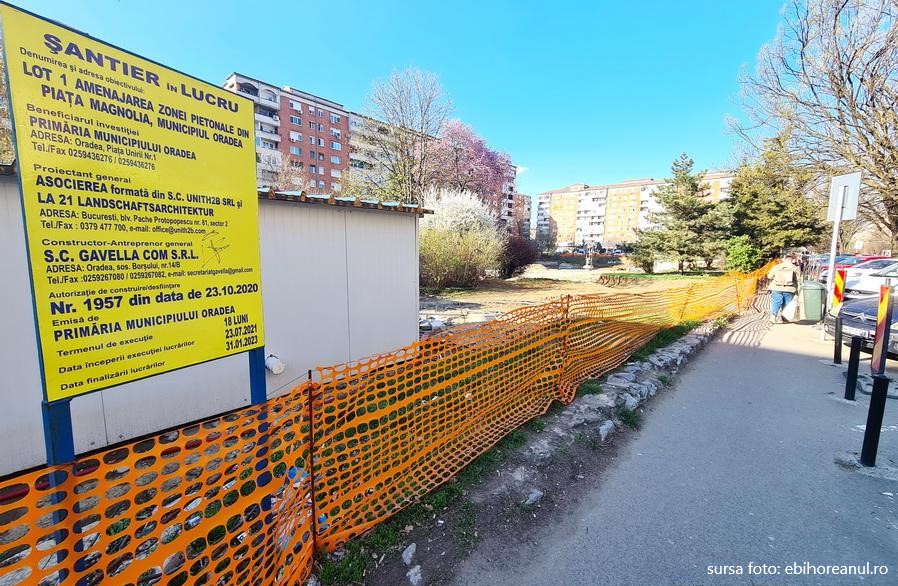 Trotuarul de pe strada Transilvaniei va fi închis timp de două luni pe porțiunea dinspre Piața Magnoliei